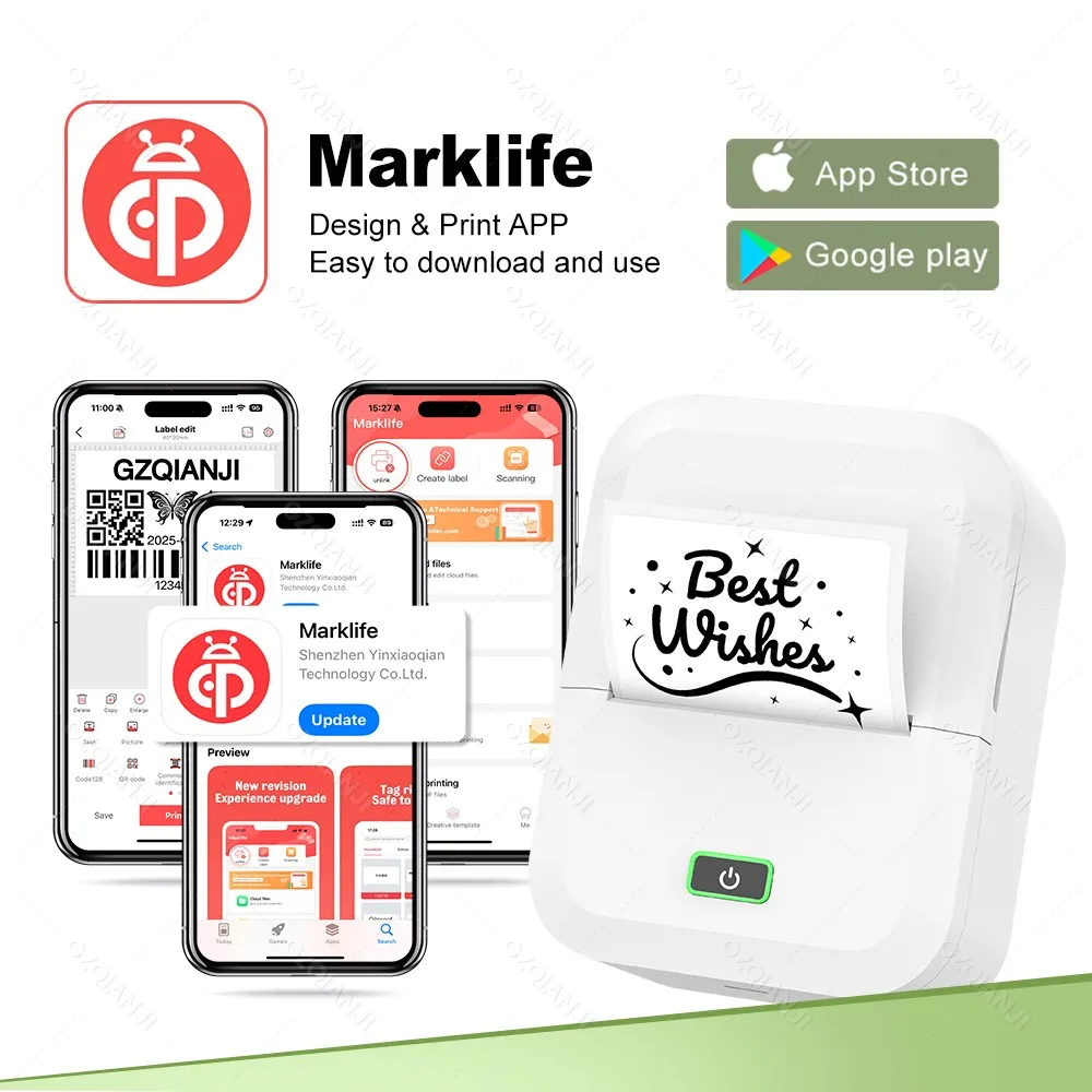 طابعة حرارية صغيرة Marklife X2 سماعة لاسلكية تعمل بالبلوتوث طباعة ملصقات لاصقة محمولة مماثلة لآلة وضع العلامات B21 B1