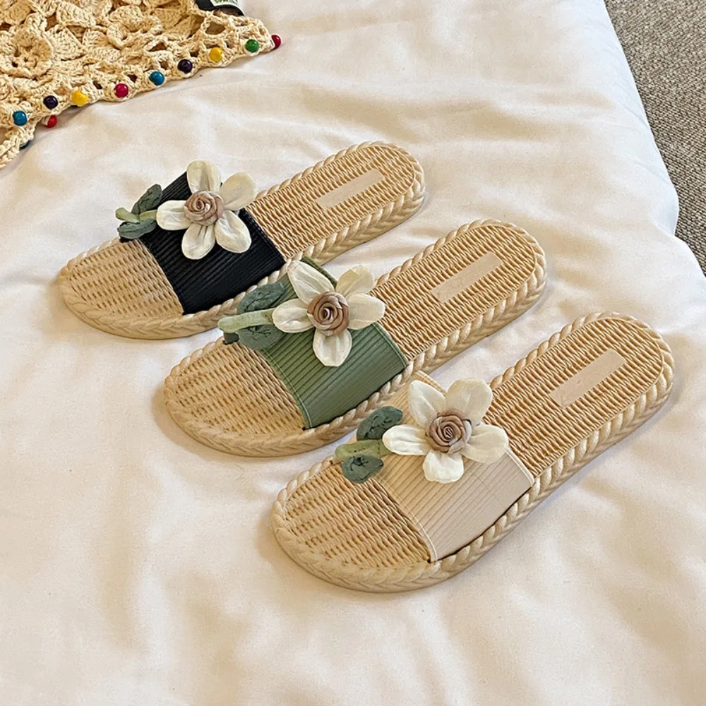 

Casual Korean Ins Style Flower Slippers Non-Slip Floral Seaside Sandals Holiday Shoes Vacation Beach Slippers Outdoor