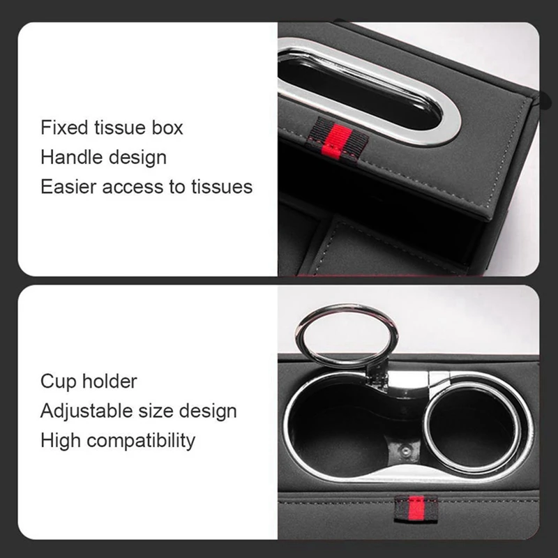 Super Sale Car Armrest Storage Box Waterproof Fade Resistant Comfort Cushion for Long Drives Easy Install Organizer Leather (Bla