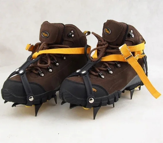 

1 Pair Adjustable Mountaineering Cleats Stainless Steel 10 Teeth Ice Climbing Anti-Slip for High Altitude Snow Trekking Non-Slip