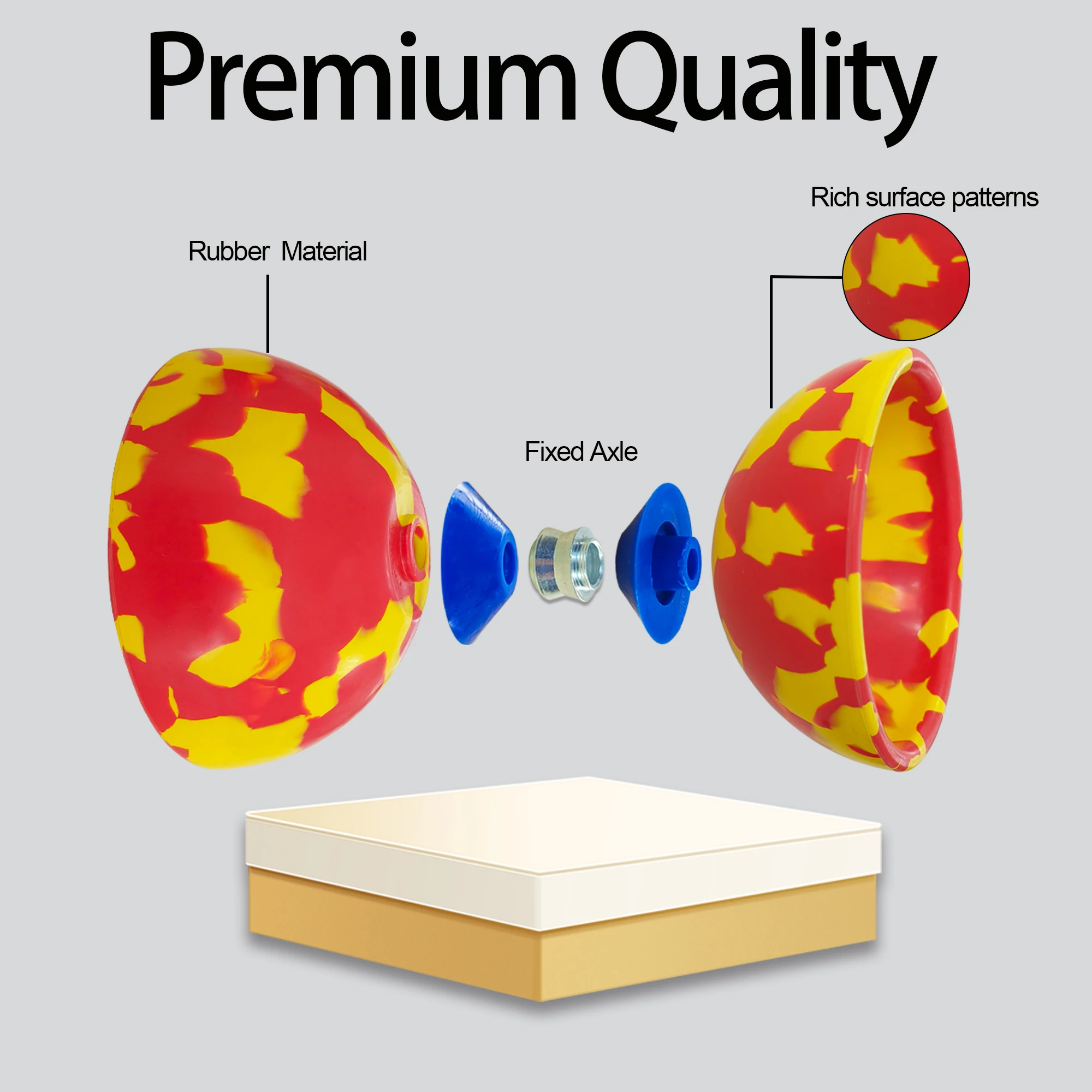 중형 저글링 액슬 디아볼로 고무 마술 요요 게임 (유리섬유 핸드스틱 포함)(1개)