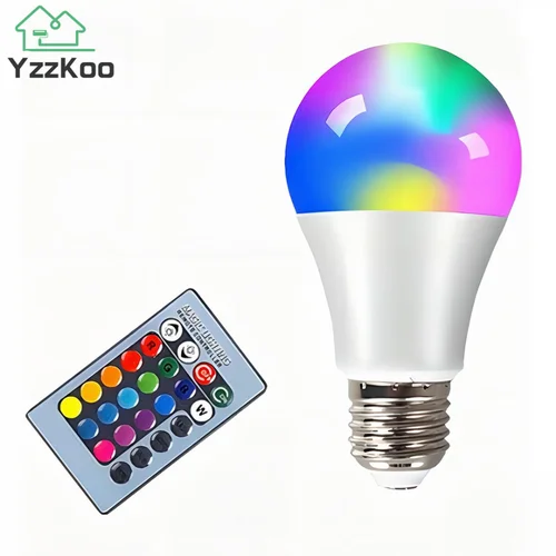 E27 LED RGB 램프 스포트 라이트 전구 AC 85-265V Bombillas LED 4W 10W 15W IR 원격 제어 Led 전구, 스마트 Led RGBW 램프 홈 장식 