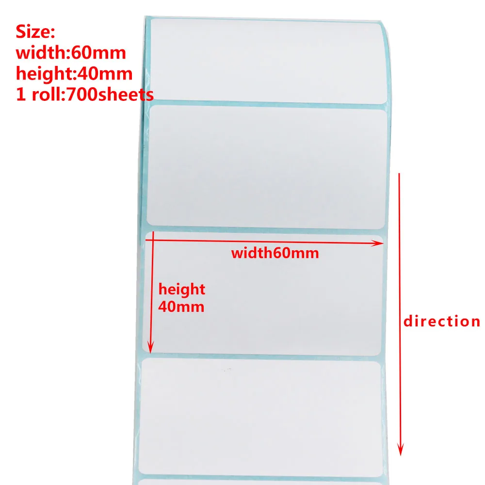 60x40mm Self-Adhesive Thermal White Blank Label Sticker Paper Supermarket Price Label Direct Print Waterproof Print Supplies