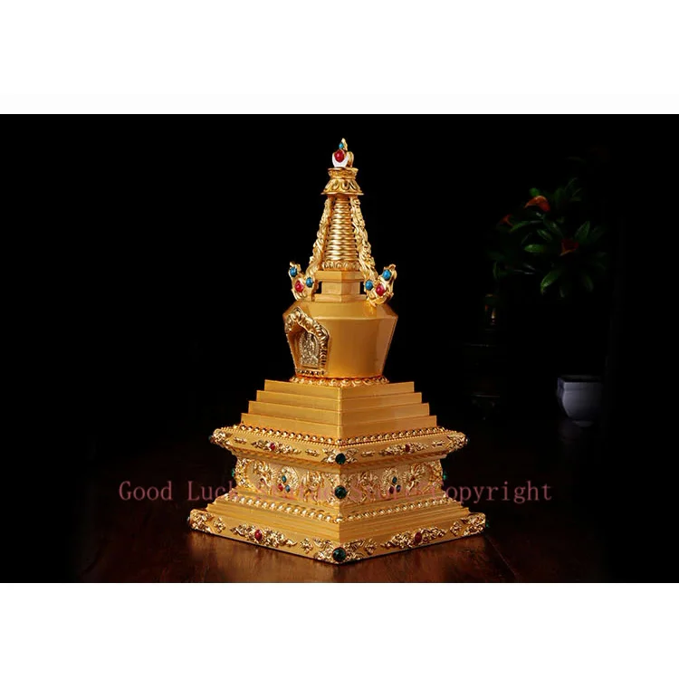 Imagem -05 - Altura Bom Buda Budista Abençoe Casa da Família de Segurança Riqueza Saúde Eficaz Proteção Gilding Bodhi Estátua Pagode 21 cm de