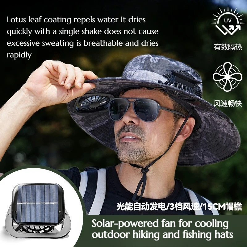 

Новая солнечная вентиляторная шляпа для охлаждения во время походов и рыбалки на открытом воздухе, защита от солнца и тени, дышащая, быстросохнущая.
