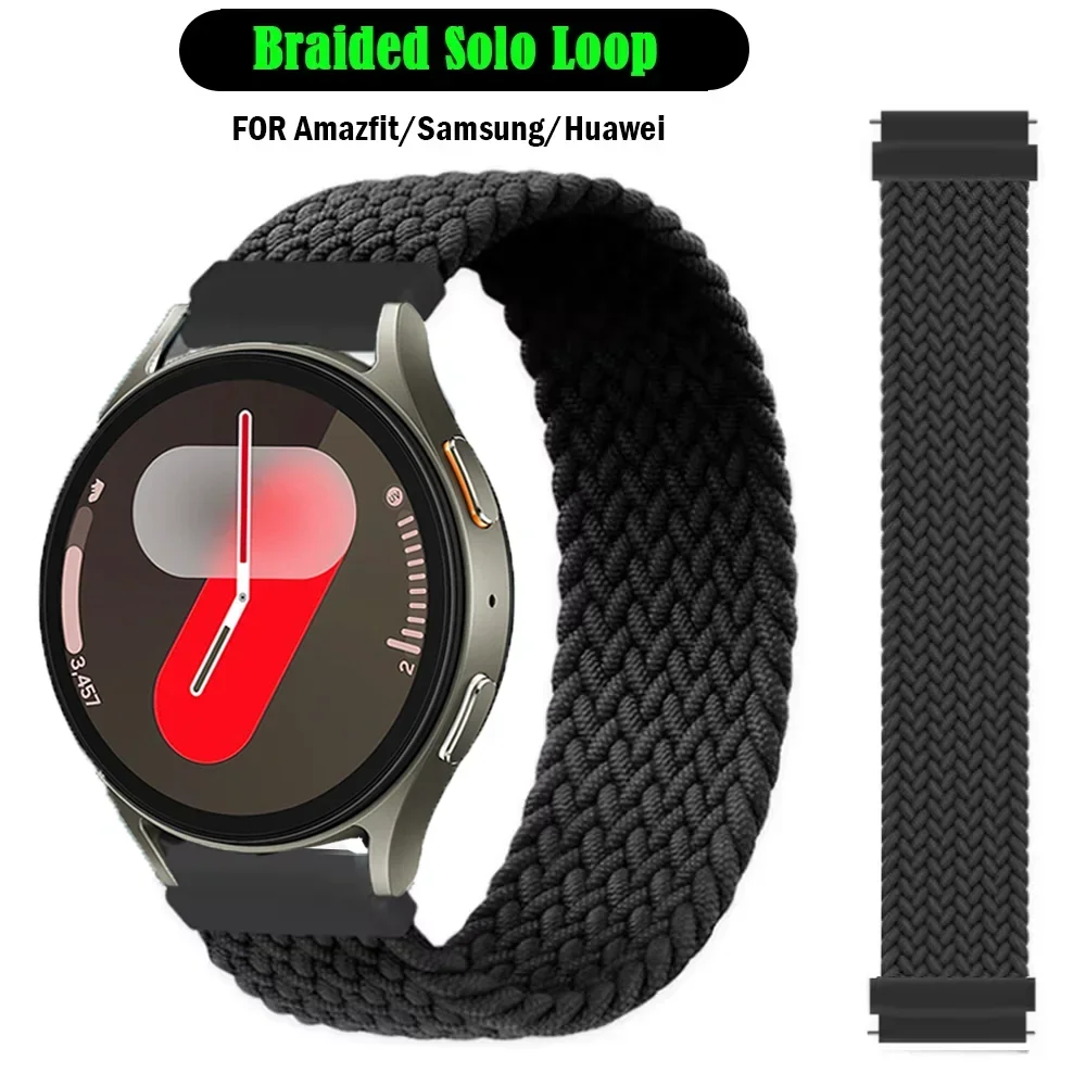 Braided Solo Loop strap for Samsung Galaxy watch 7/FE/6/5/4/3/6 classic/active 2 22mm/20mm bracelet Amazfit GTS 4-3-pro-2e band