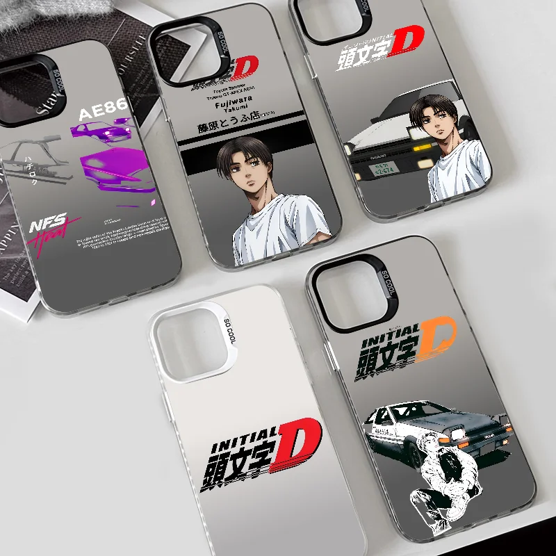 japan anime I-Initial D Takumi  Phone Case Phone Case IMD color silver shell For iPhone 16 15 14 13 12 11 Pro Max Plus