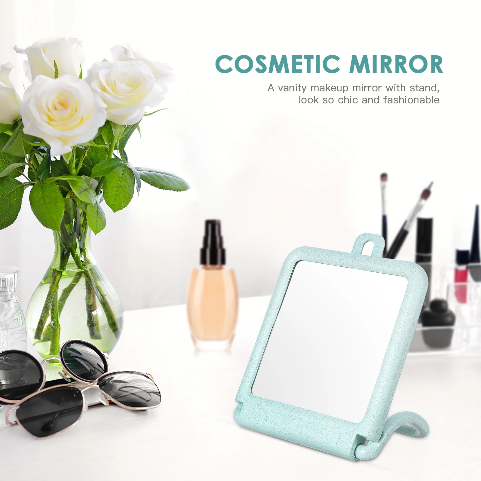 

Vanity Mirrors Compact Bathroom Counter Mini Desk Small Portable Makeup Standing Free