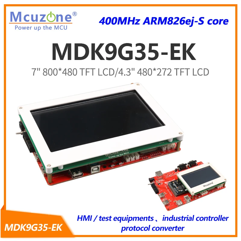 

MDK9G35-EK ,AT91SAM9G35, QT4 GUI 400MHz CPU, 256M NAND, Ethernet, USB HighSpeed LCDC ARM9 ATMEL