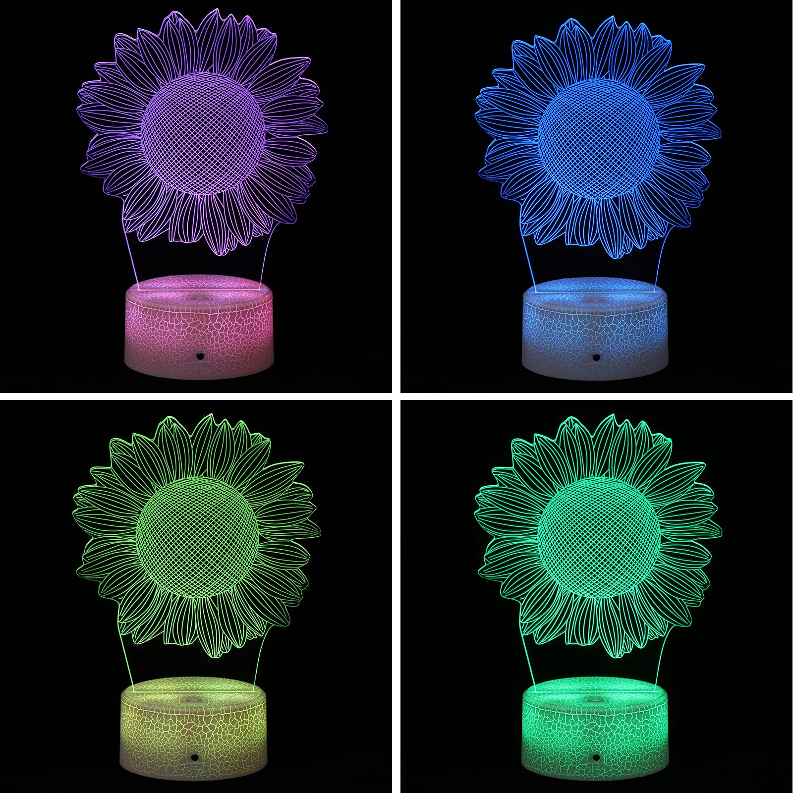 

1 set Control Sunflower Night Light 3D Led Acrylic Lamp Colorful Remote Acrylic Sunflower Night Lamp Usb Powered Decor