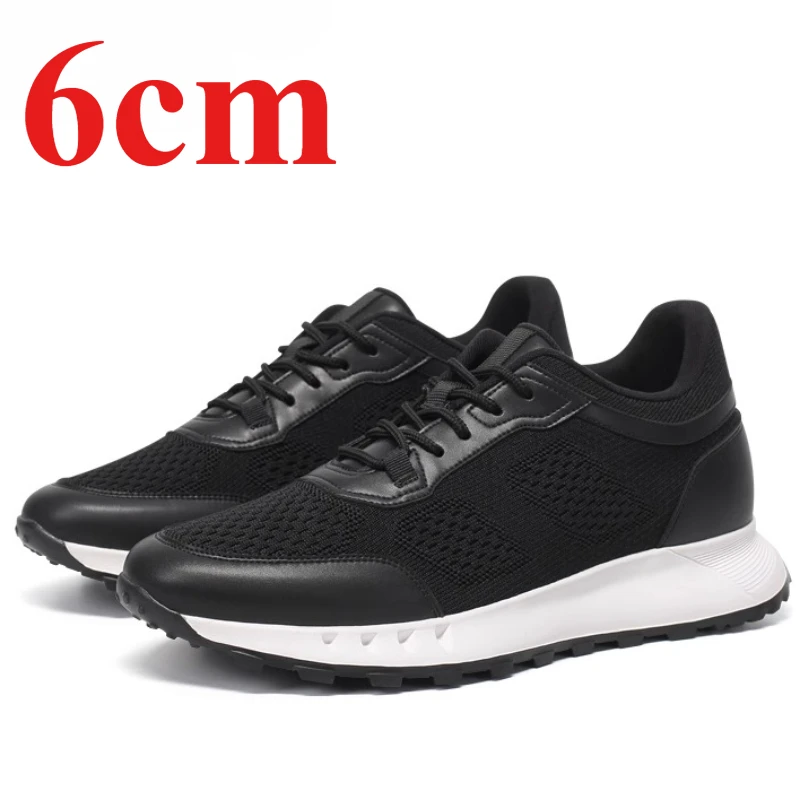 

Summer Mesh Height Increasing Shoes for Men's 6cm Fashion Casual Sports Shoes Comfortable Breathable Invisible Elevated Shoe Man