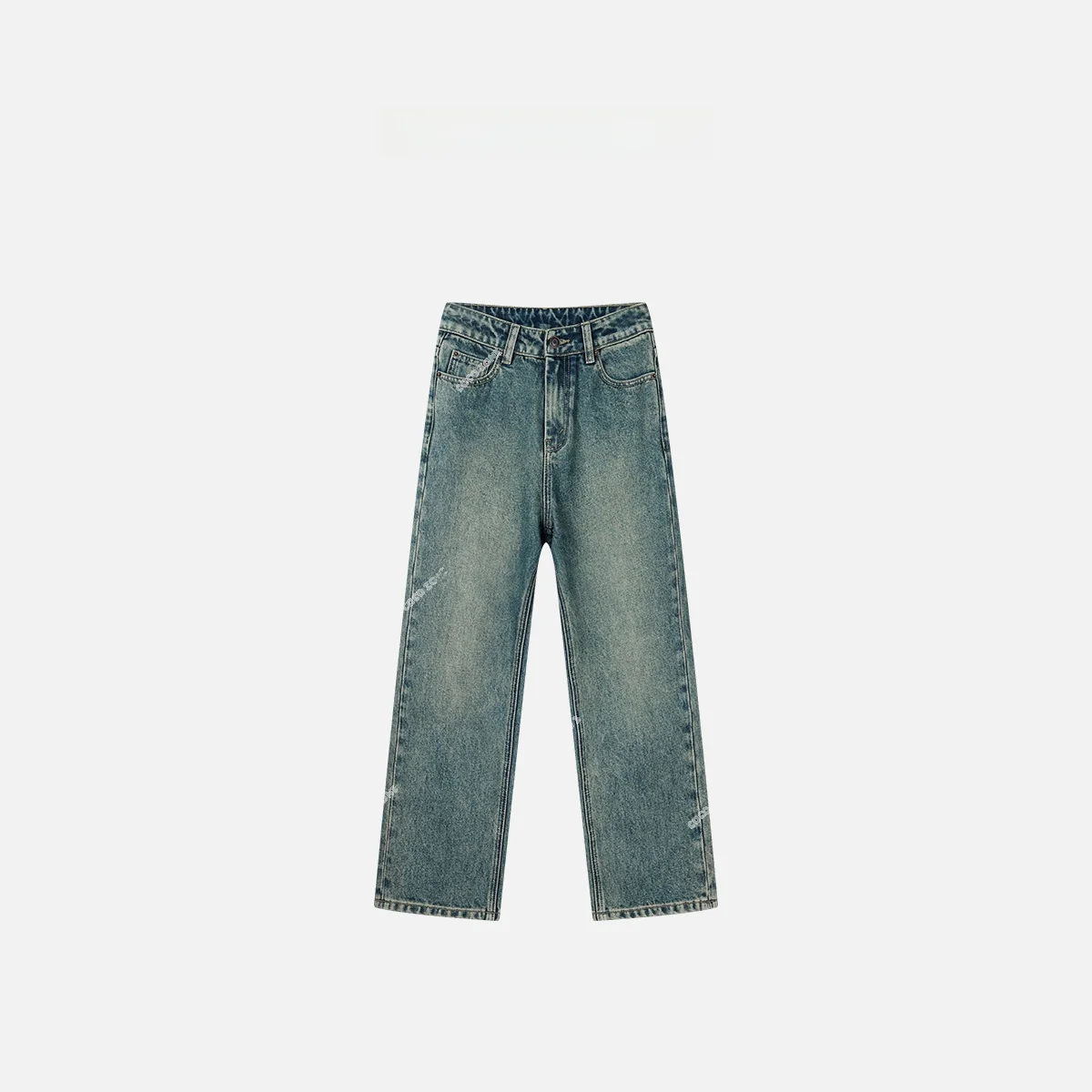 

Retro American Denim Wide Leg Straight Cut Jeans Nine Points Slimming Pants Versatile High Waist Trousers for Women