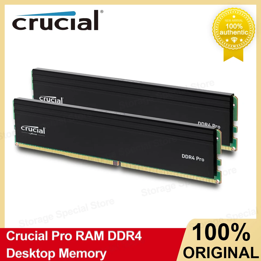 Crucial Pro RAM DDR4 16GB 32GB Kit (2x16GB) 3200MHz 64GB (2x32GB) Kit DDR4 3200MT/s (or 3000MT/s or 2666MT/s) Desktop Memory