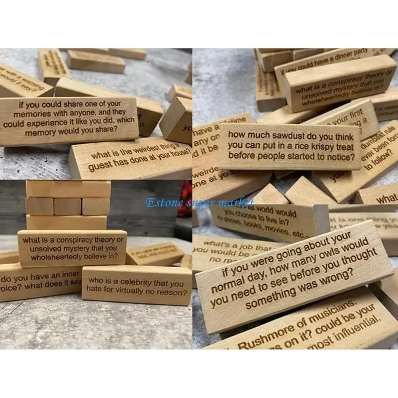 090B คำถามซ้อนผ้าเช็ดตัวของเล่นสำหรับเพื่อน Gathering ไม้ Tumble Tower BALANCE BLOCK ของเล่นสำหรับเด็กผู้ใหญ่ PARTY Favor