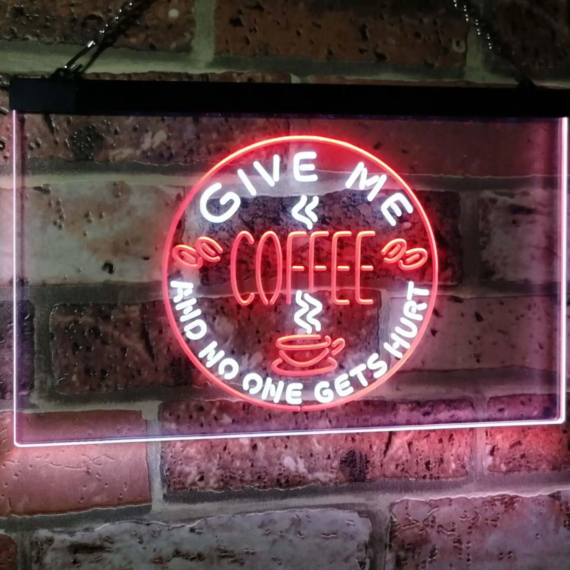 COFFEE. Give Me. No One Gets Hurt. Humor Dual Color Led Neon Sign st6-i0058