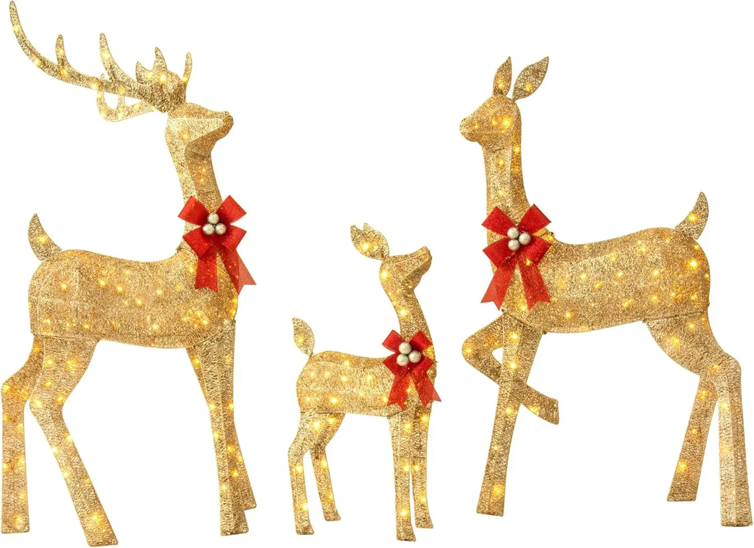 Jingle Joy 5ft Large Twinkle Lighted Outdoor Christmas Deer Set with LED Lights – 3-Piece Holiday Reindeer Family Decor