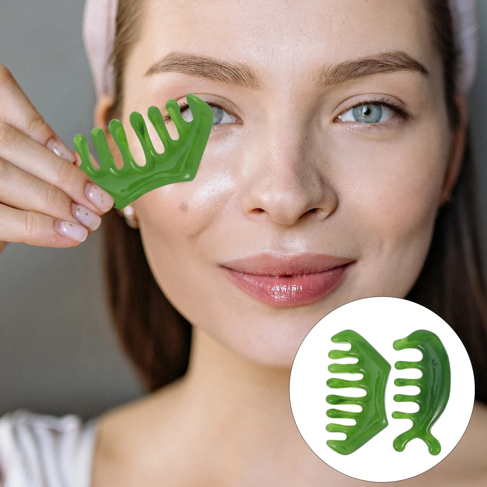 

2 Pcs Massage Comb Hair Massager Five Claws Head Jade Home Scalp Travel Relaxation