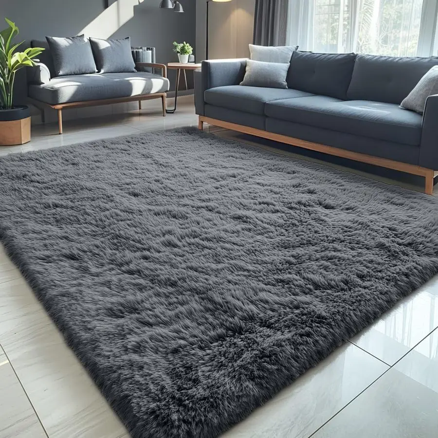 

5x8 Machine Washable Large Area Rugs for Living Room, Bedroom, Soft Fluffy Shaggy Bedside Rug, Indoor Floor Carpet for Kids Girl