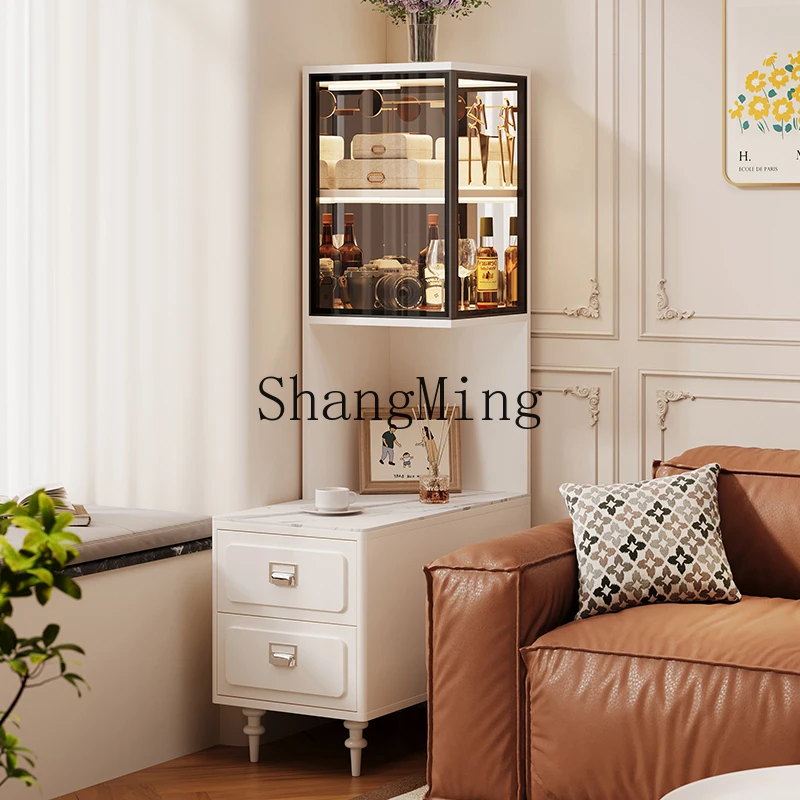 

CL corner rack integrated wall solid wood corner cabinet living room sofa storage triangular storage side cabinet