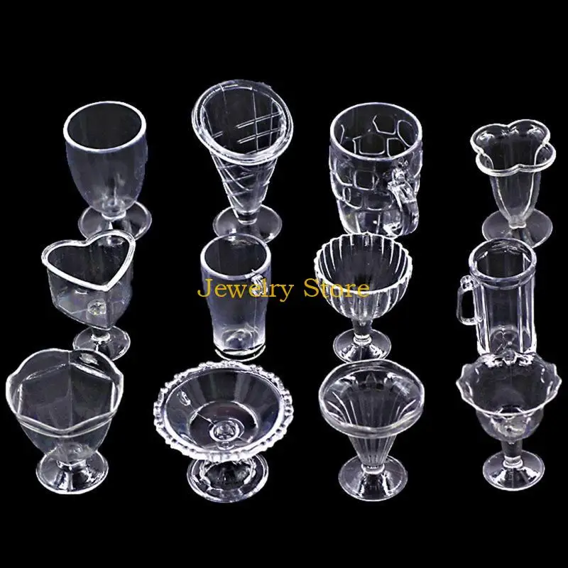 F2TD 12-teiliges Essen für Spieltasse Eis Sundae Cup Container Clay Mini Cup Plastik