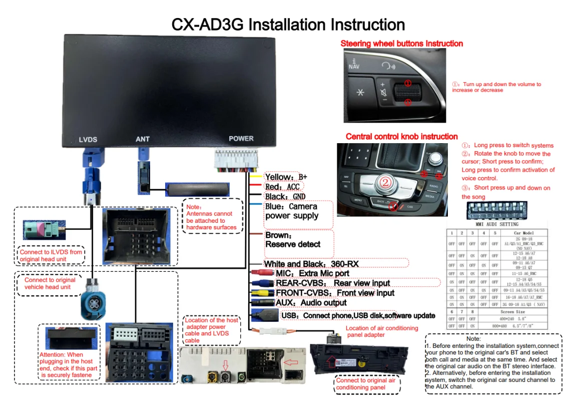 BONROAD Drahtloser CarPlay Android Auto-Schnittstellenadapter für Audi A4 B8 A5 Q5 2009–2015 mit AirPlay Mirror Link Bluetooth – Detail 8