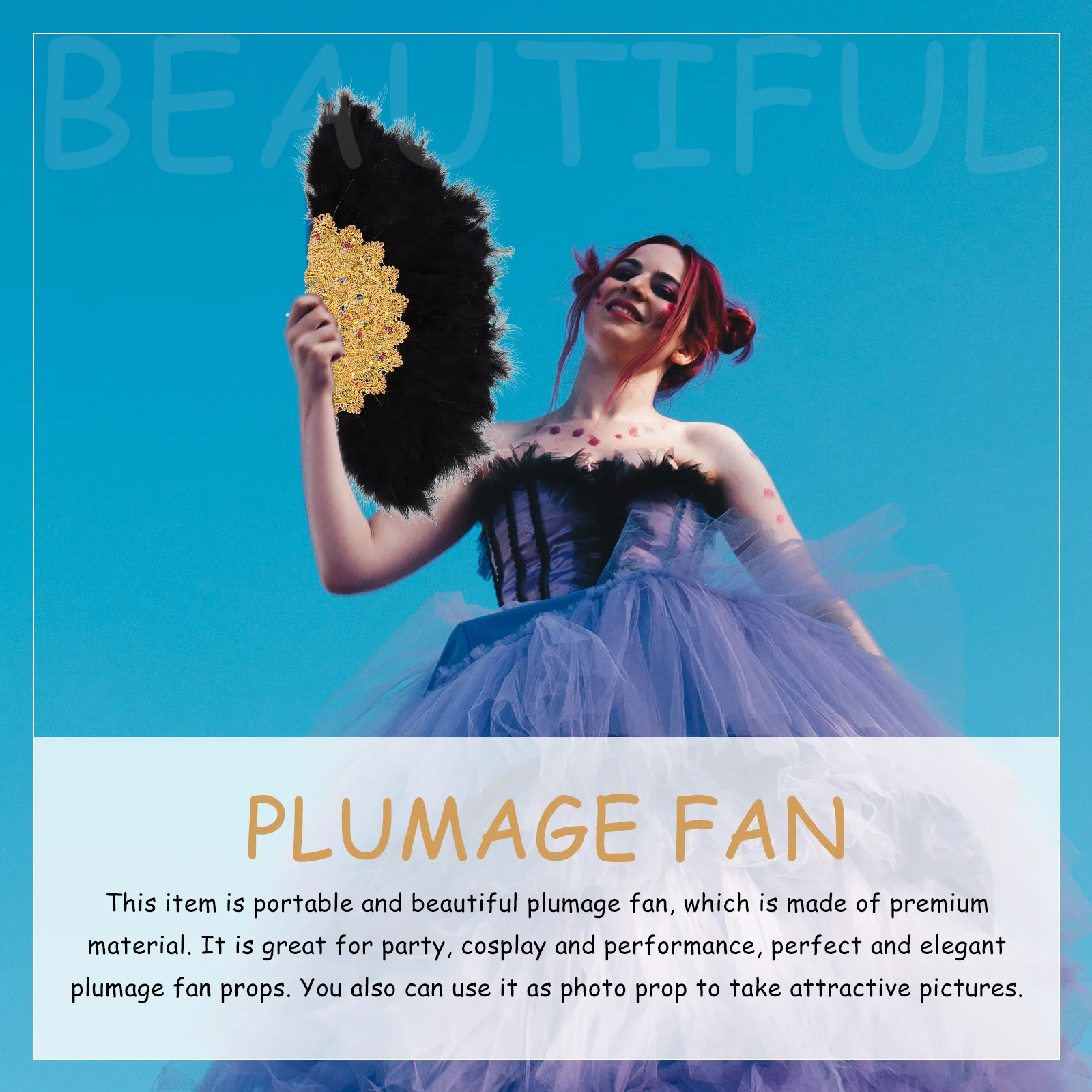 

Plumage Fan Bright Color Stylish Design Bridal Wedding Handheld Party Performance Photography Prop Wedding Plumage Fan