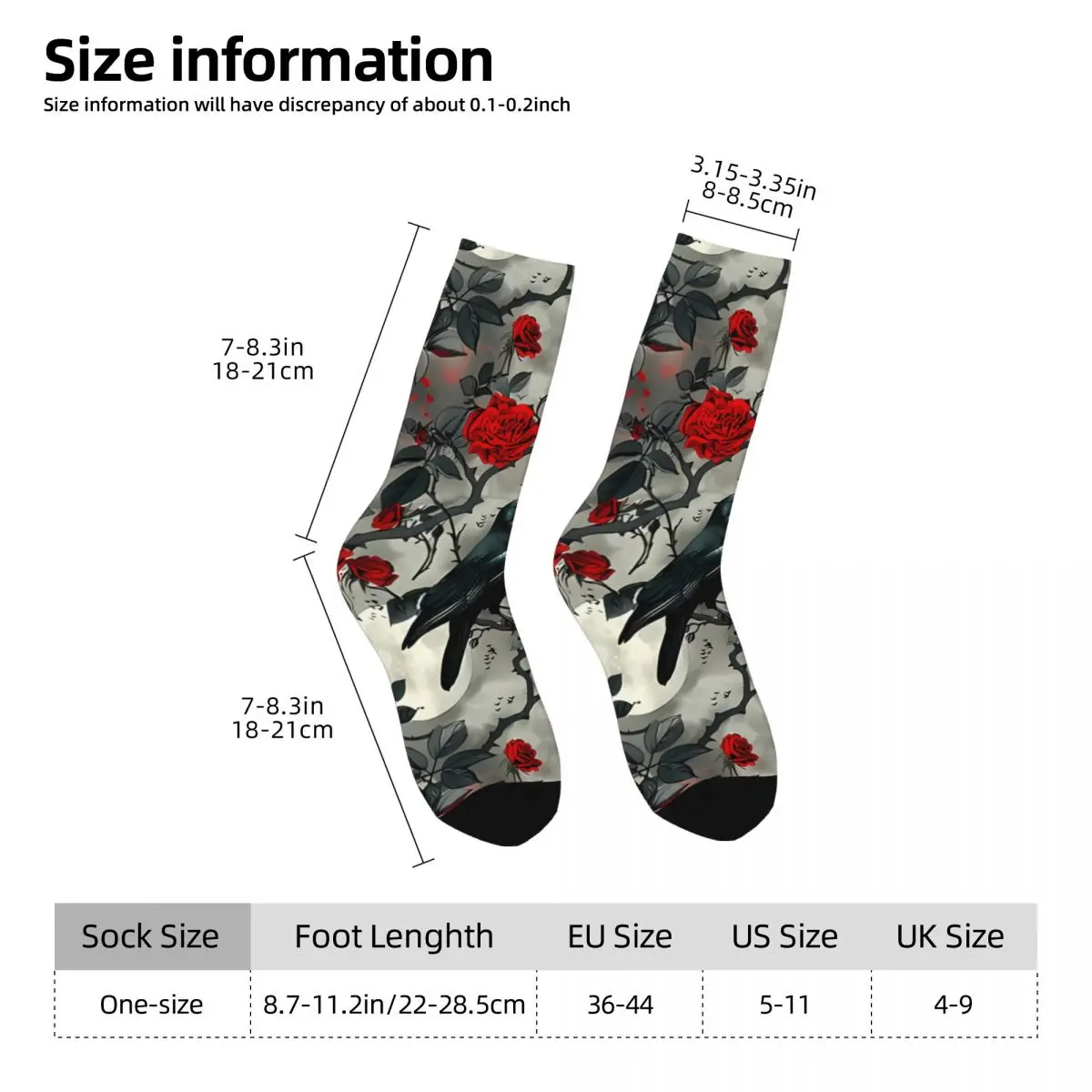 Crows And Roses Sock Printed Man Polyester