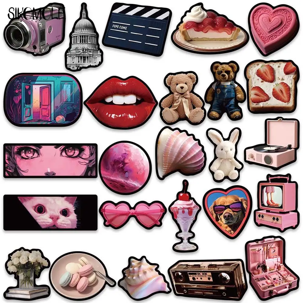 10/30/50pcs Cartoon rosa schwarz y2k Stil Mädchen Aufkleber kawaii DIY Reisegepäck Gitarre Kühlschrank Laptop Graffiti Aufkleber Kind Aufkleber