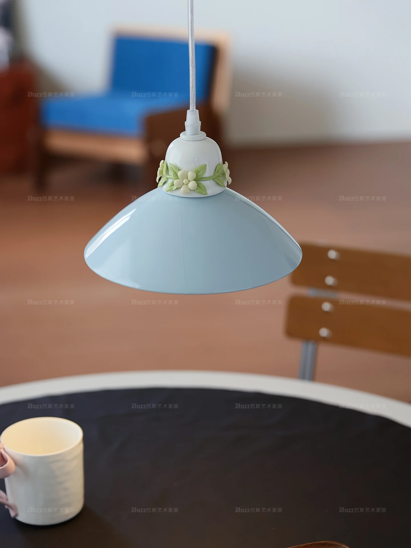 مصباح معلق على طراز الريف الفرنسي لغرفة النوم، مصباح بجانب السرير، مصباح معلق من السيراميك، مصباح خط معلق للإقامة المنزلية الطازجة