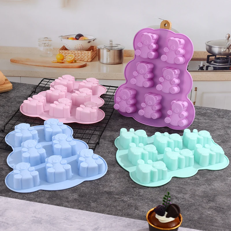 3D Lovely Bear Cake Mold Animal Cookie Silicone Mould For Chocolate Candy Kitchen Fondant Supplies Cupcake Topper Decorating