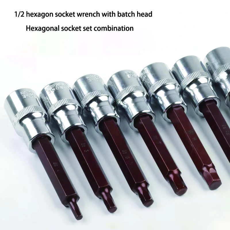 

1PC 1/2‘ Drive Hex Bit Sockets H7 H8 H12 H14 Metric Screwdriver Bit Sockets DisassemblyTool Socket Joint Hexagonal Remover