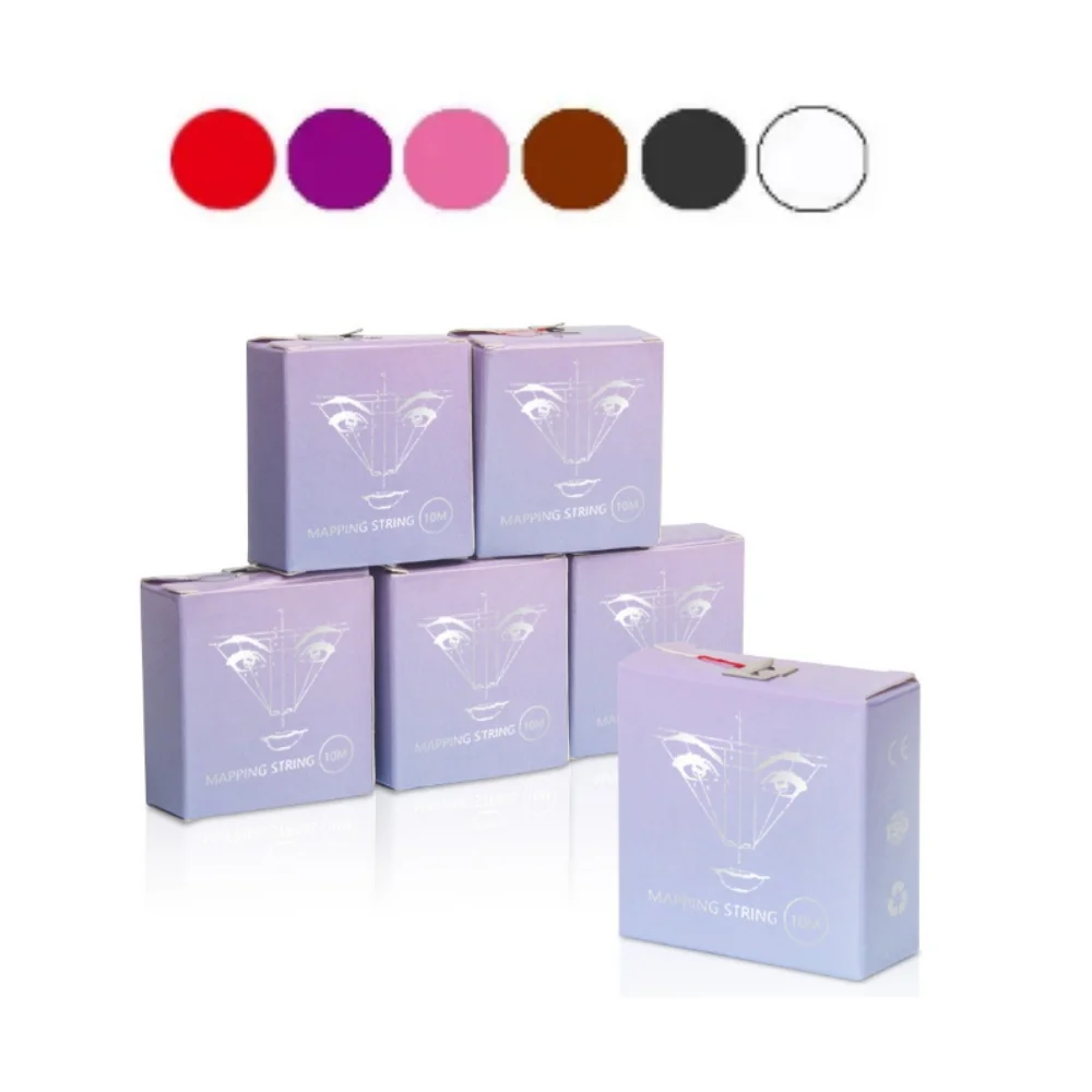 

6pcs 10Meter Microblading Mapping Pre-Ink String for Makeup Eyebrow Dyeing Linen Thread Semi Permanent Positioning Measure Tool