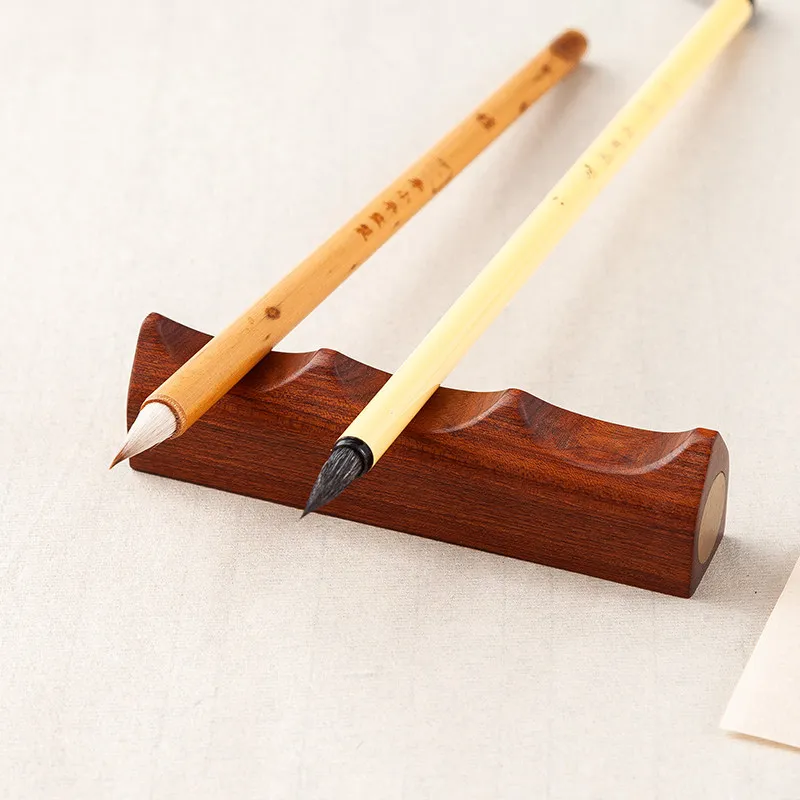 Wooden Penholder Paperweight Chinese Calligraphy Brush Support Holder Writing Painting Pen Rest Office Supplies Desk Organizer