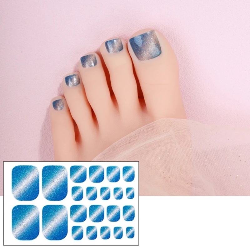 False Toenails Tips Cats Eye Toenail Art Stickers Self-Adhesive Toenail Wraps C1FF