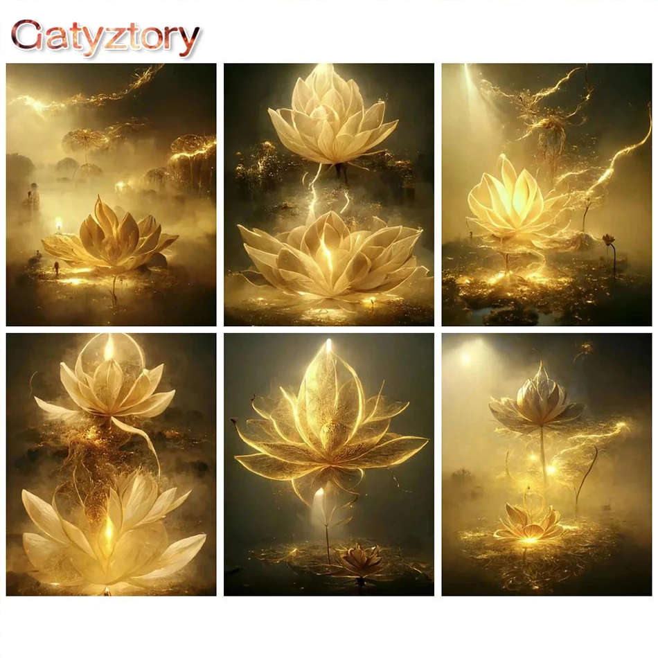 

GATYZTORY DIY Painting By Numbers Flower Kit Oil Painting Home Decor HandPainted Canvas Drawing Coloring By Numbers Home Decor