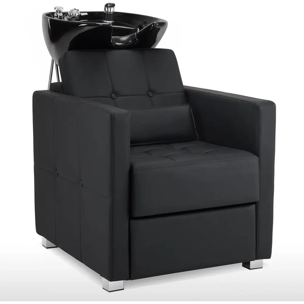 

Adjustable Porcelain Hair Wash Station Chair with Vacuum Breaker, Black