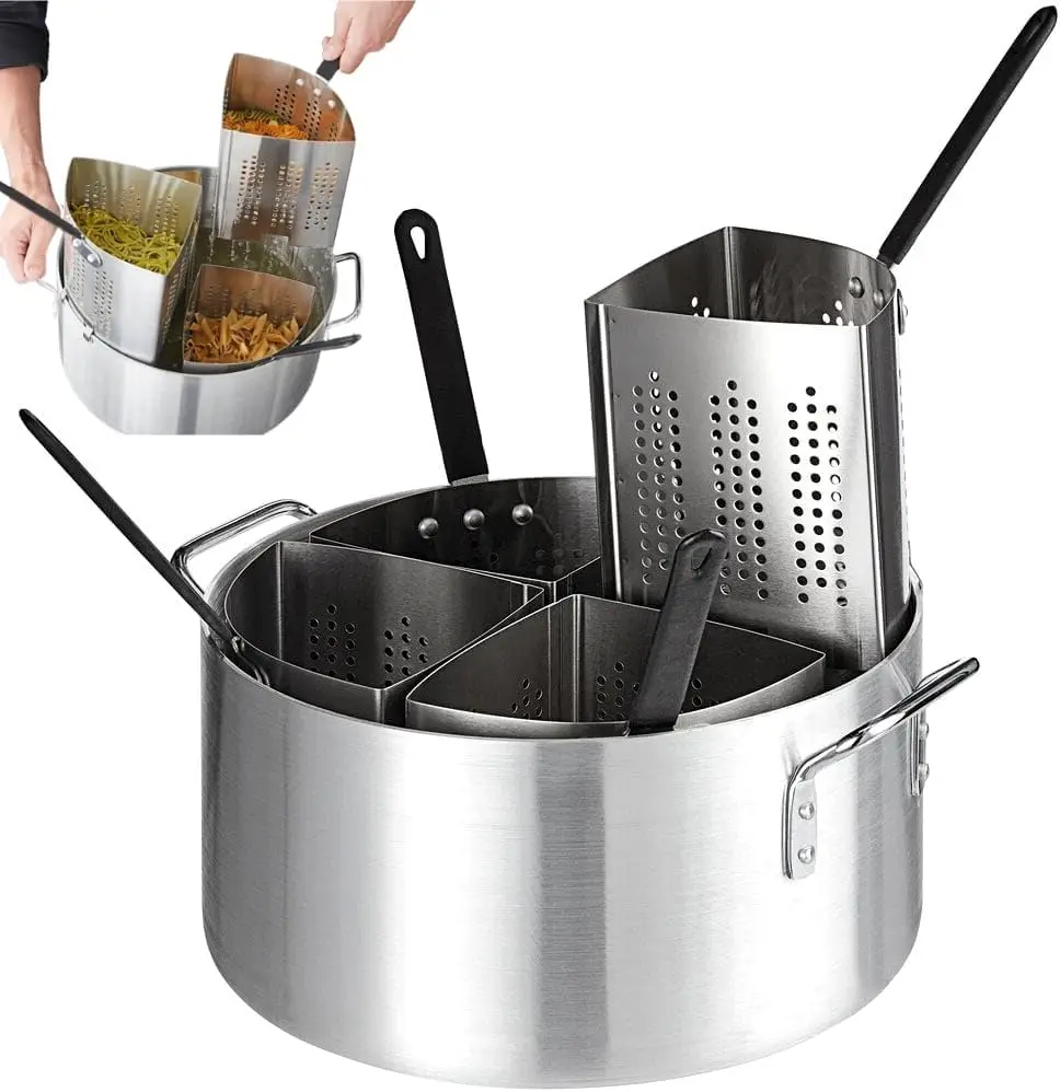 5-Piece Vegetable and Pasta Cooker Set with 20 Qt. Aluminum Pot and 5 Qt. Stainless Steel Inserts Strainer Baskets,