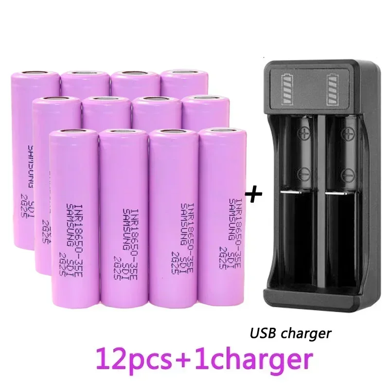 

New18650 Battery 2600maAh3.7V 18650 Lithium-ion Battery 3.7V INR18650-35E Flashlight Rechargeable Battery with Charger