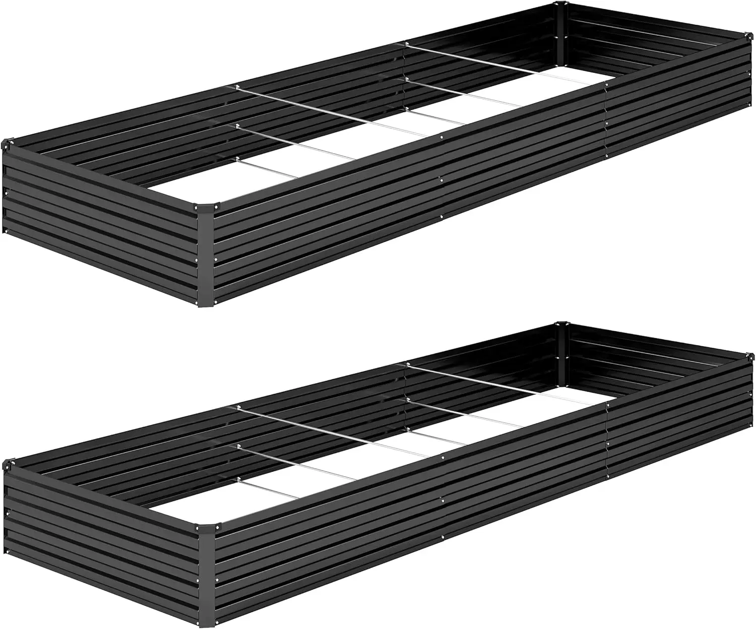 

2PCS 12x4x1FT Galvanized Raised Garden Bed Kit,Vegetable Boxes-Rectangle Metal Flower Box,Large Planter Raised Beds Outdoor Gard