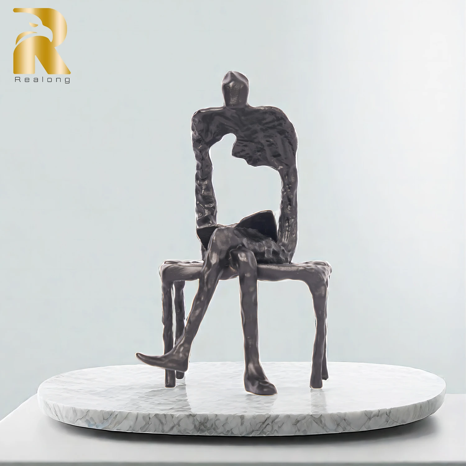 15cm Modern Art Abstract Reading Book Statue Handmade Figurines Creative Metal Sculpture For Home Office Decor Ornament Crafts