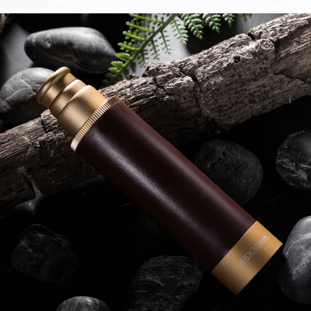 أحادي العين تلسكوب القراصنة الرجعية تصغير عالية الطاقة HD التخييم في الهواء الطلق الحرفية الألمانية مع حقيبة جلدية الراقية هدية العيد