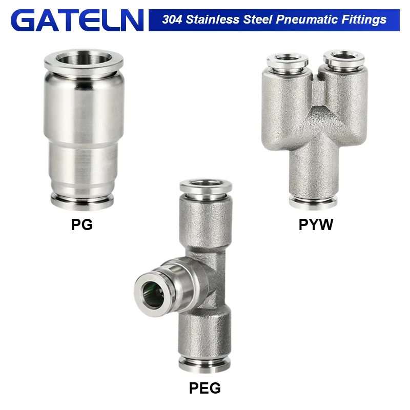 10Pcs/Lot 304 Stainless Steel Pneumatic Fittings High Pressure Fitting Pipe Connector PEG/PYW/PG Different Diameter PG6-4 PEG6-4