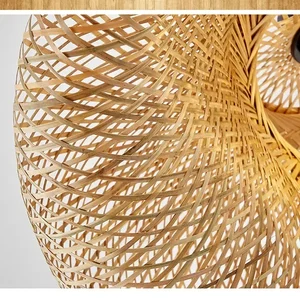Bambus Handwebelanhänger 38 cm LED -LED -Deckenlampe Rattan Lampe Handrough Hand Stoff 12 Hauptverkäufe Abajur Bamboo - №7