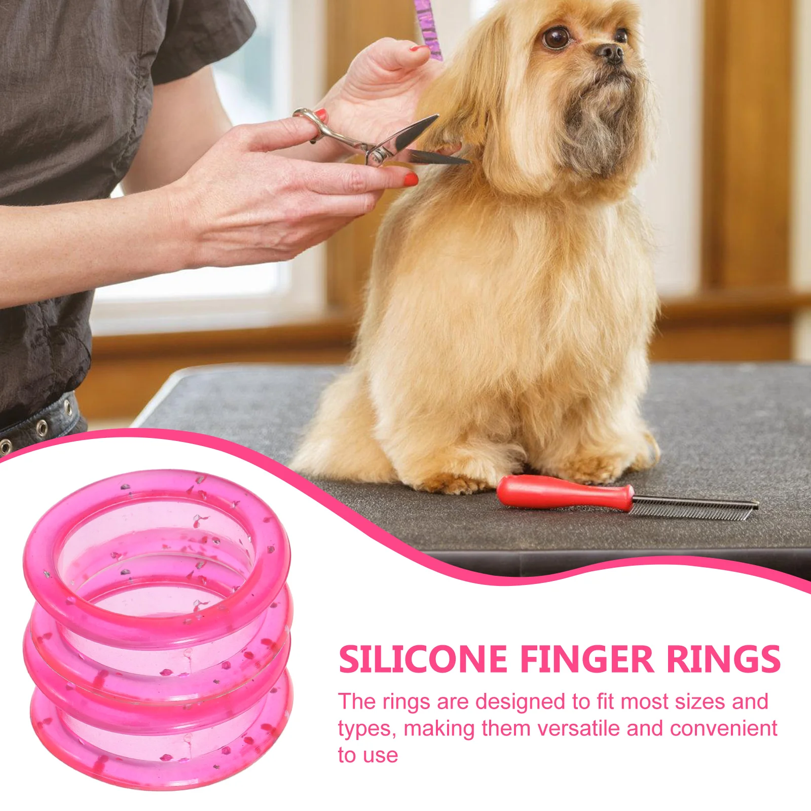 

12pcs Silicone Scissor Finger Rings Durable Comfortable Pet Grooming Accessories for Dog Hairdressing Shears Grooming Tools