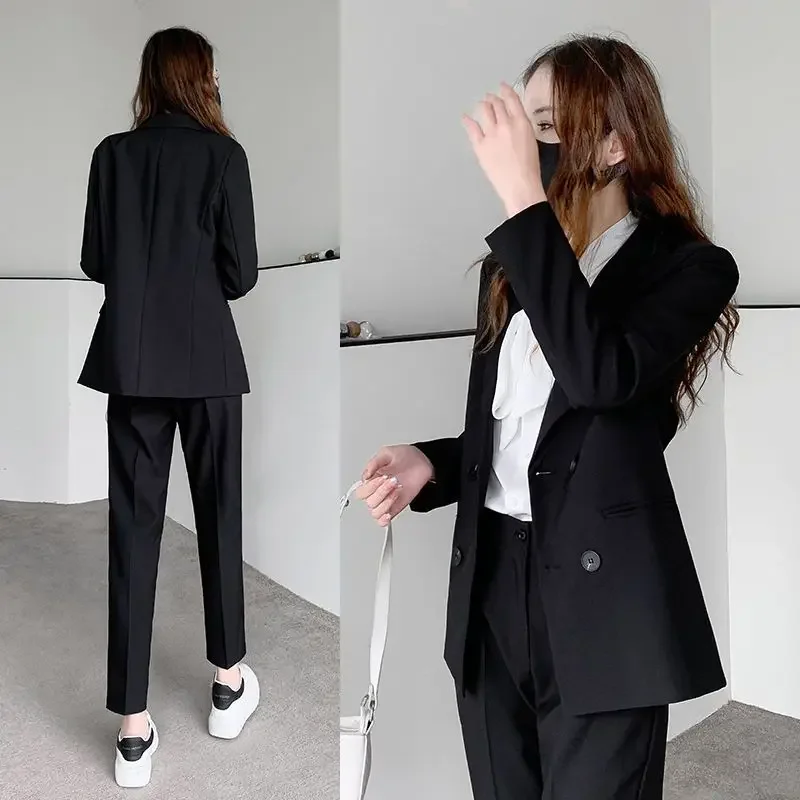 

Black Small Suit Female Spring Autumn Korean Version Temperament College Student Interview Professional Dress Work Jacket