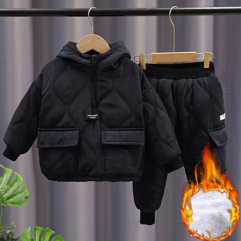 2023 Winter Girls Boys Clothing Sets 2-10 Years Children Warm Thick Jackets Pants Suit Boy Coats Trousers Kids Tracksuit Outfit