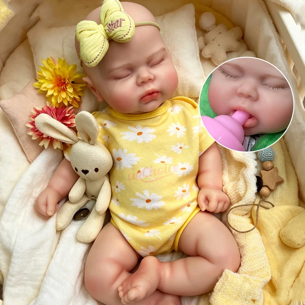 18inch Chubby Full Soft Silicone Reborn Girl with Painting Details Newborn Doll Collection For Adult Collectors And Display