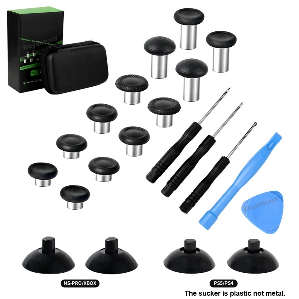 For Series X/S/Xbox One/PS5/PS4/NS Pro Interchangeable Ergonomic Thumbsticks Analog Thumb Sticks Grips Joysticks Bases 16 in 1 view 2