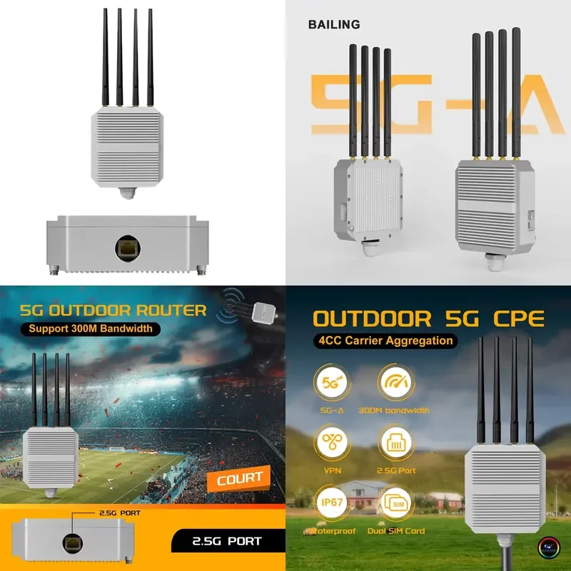 SDX75 ODU 5G Outdoor CPE Router AX3000 NR SA/NSA Dual POE Power 2500Mbps Port VPN Suitable for Global 5G Networks IP67