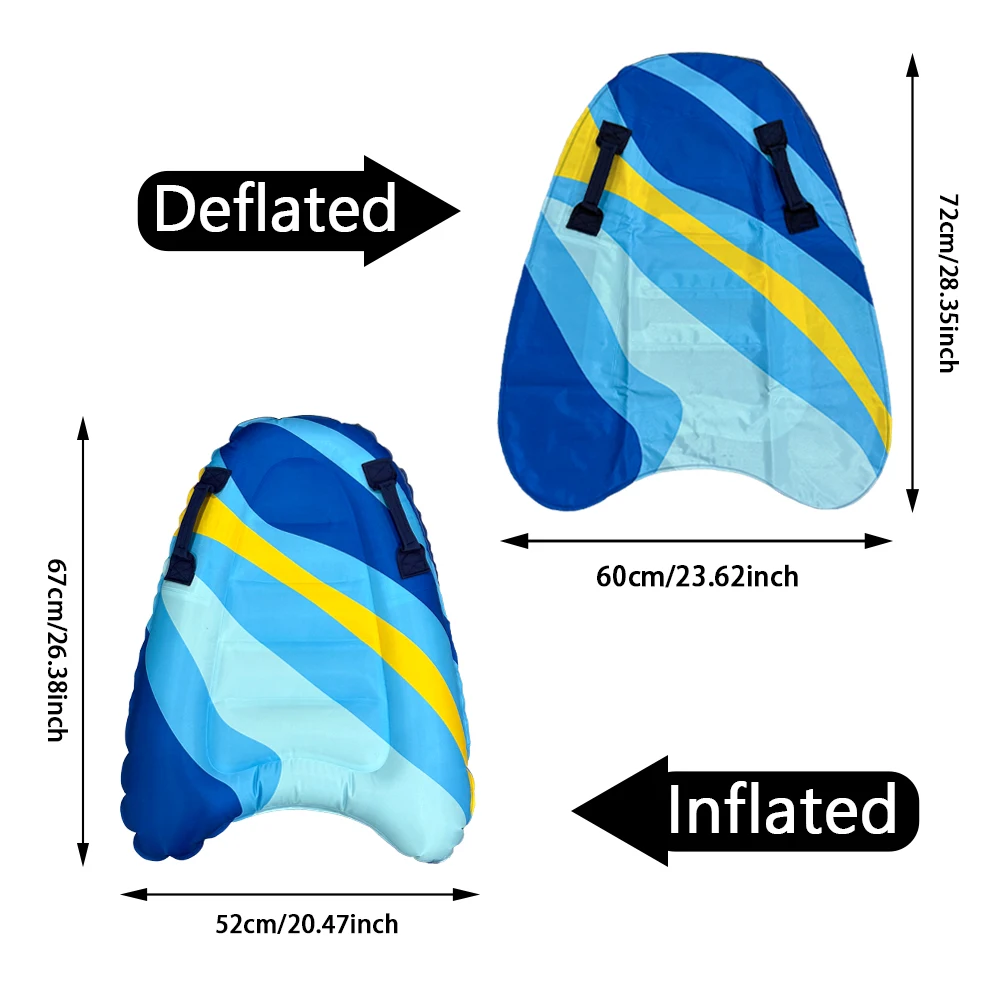 1pc Colorful Oxford Cloth Inflatable Bed Surfboard with Handles Swimming Floating Row Boogy Board for Beach Pool Travel Surfing